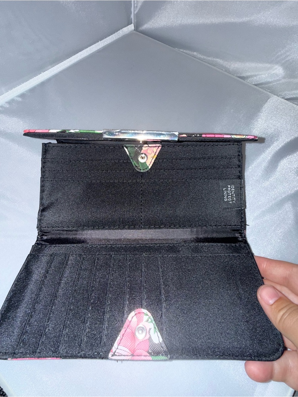 Tahari Pink Floral Wallet Clutch with Metal Logo - Picture 5 of 6
